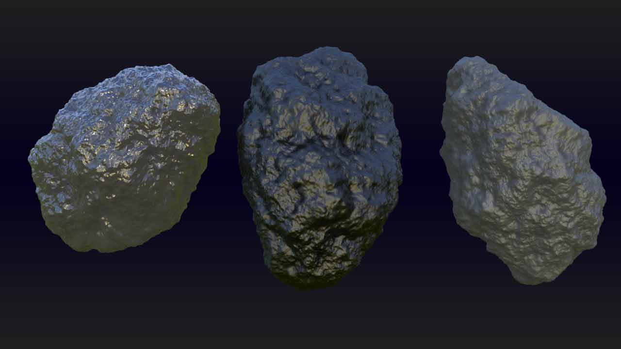 asteroids 3d model rendered in Blender