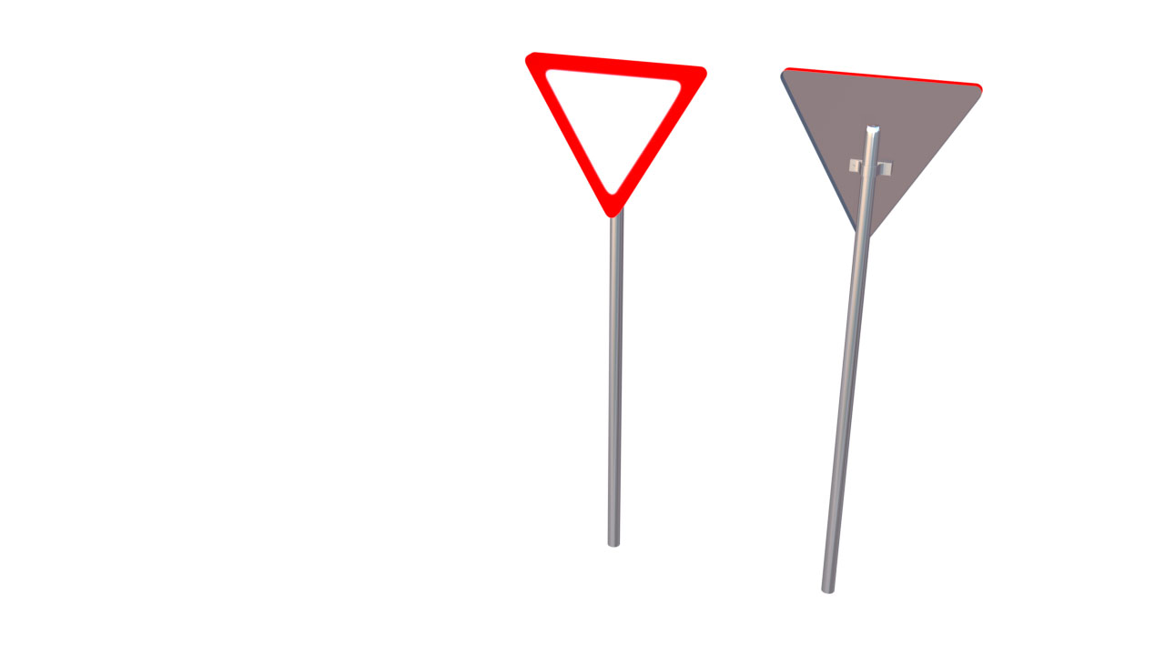 3d model of a give way sign