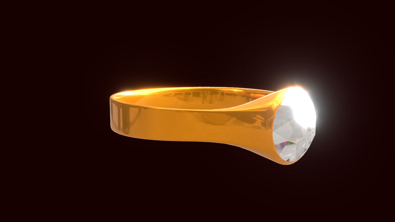 Ring with crystal was modeled and rendered in Blender