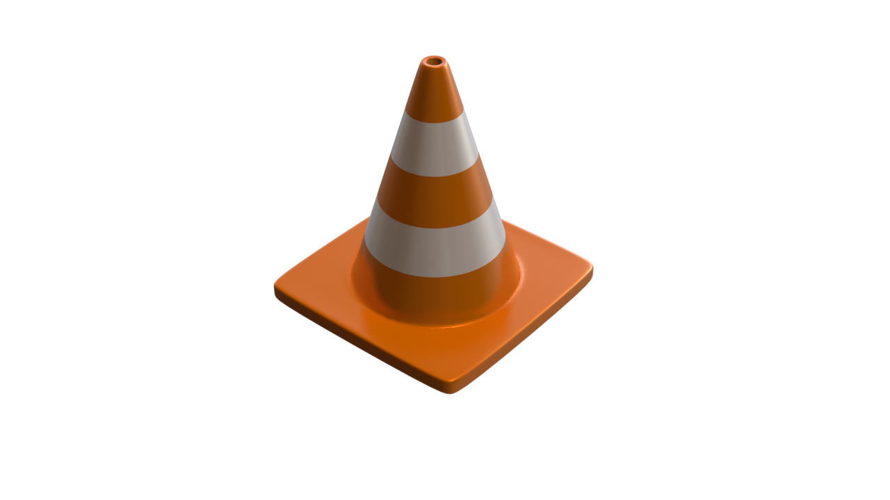 a Traffic Cone created and rendered in Blender