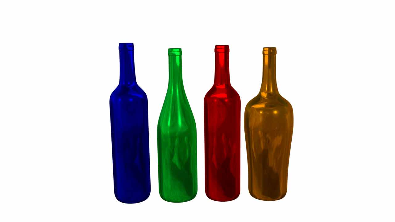 4 bottles rendered in Blender