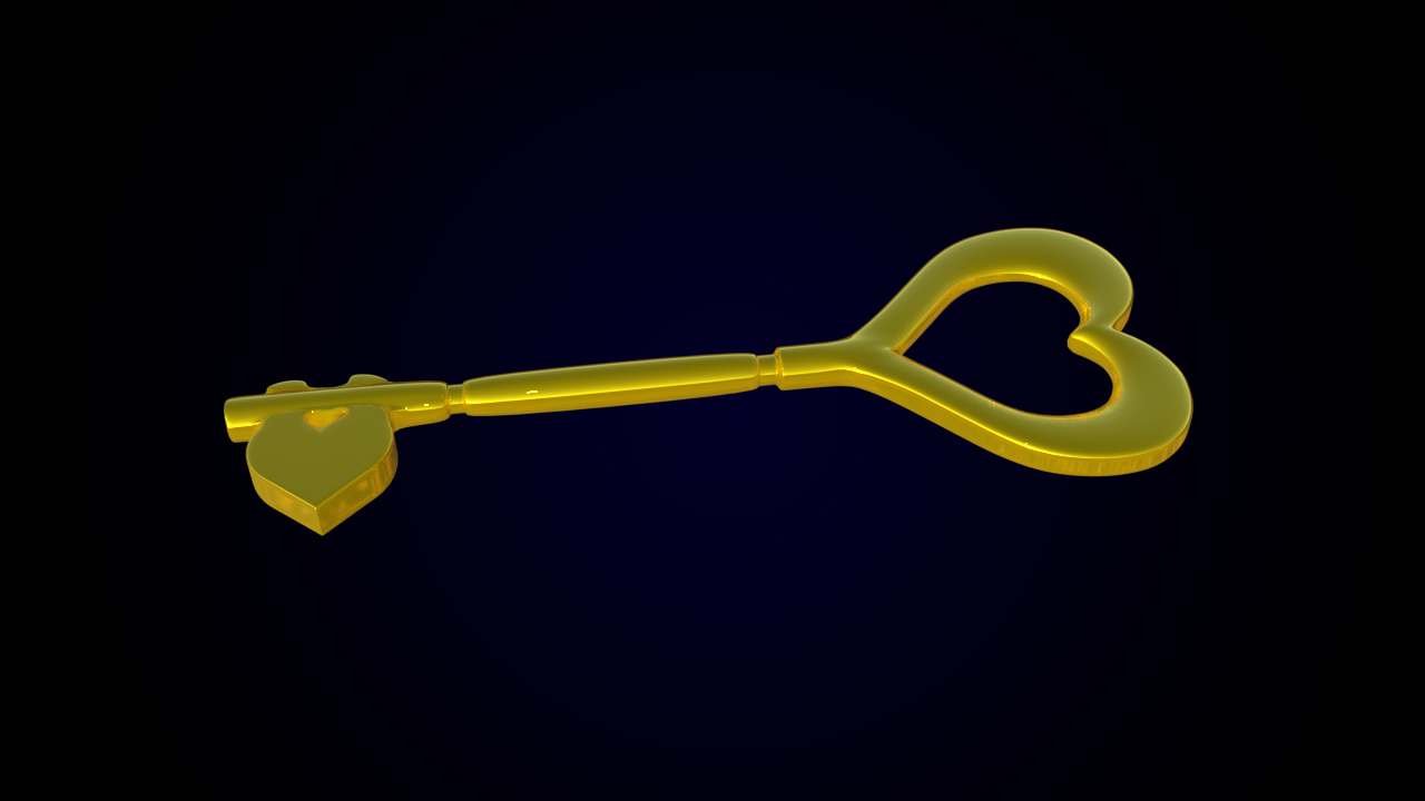 Heart Shaped Golden Skeleton Key image